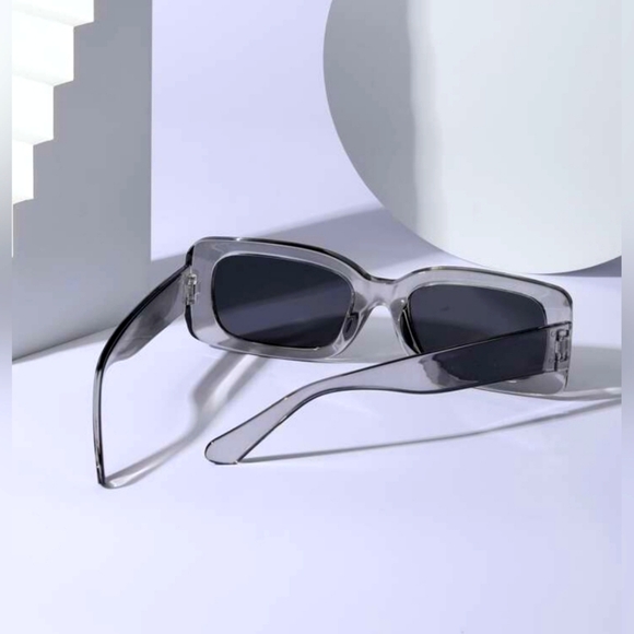 1pc Unisex Dark Gray Square Geometric Fashion Glasses | Style Sunshades - Picture 3 of 5